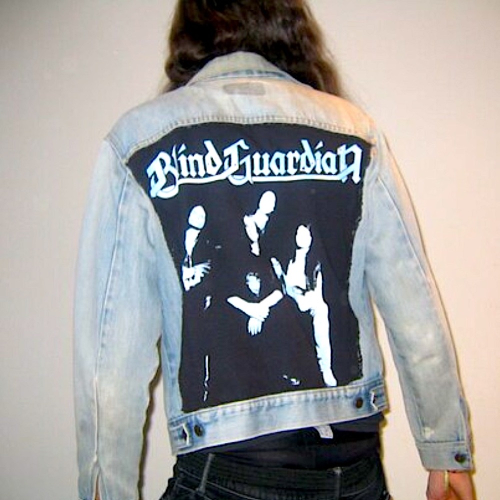 Vintage Levi's Orange Tab Denim Jacket Blind Guardian Back Patch Robocop Button
